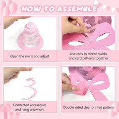 Bow Birthday Party Decorations, Pre-Strung Pink Bow Happy Birthday Banner, Cute