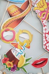 Hawaiian Luau Photo Booth Props & Handmade Foam Board Frame With Shells , Luau