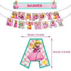 Super Mario Princess Theme Birthday Party Supplies Balloon Banner Cake Toppers
