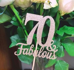 10 PCS Double Sided Rose Gold Glitter Fabulous 70th Birthday Centerpieces