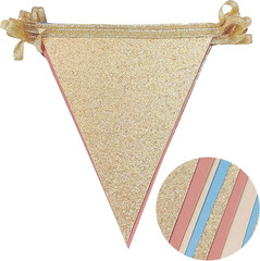 Dusty Rose Pink and Blue Beige Champagne Gold Party Decorations Pennant Banner F