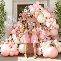 Pastel Pink White Balloon Arch Double Light Pink White Sand Beige Balloon Gar…