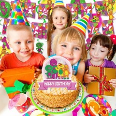 Barney Birthday Party Supplies – Happy Birthday Banner, Cake Topper, Balloons &