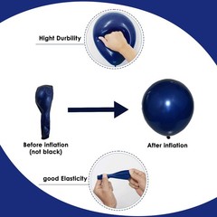 Blue White Silver Balloons Arch Kit, Navy Dark Pearl Blue Metallic Light Blue…
