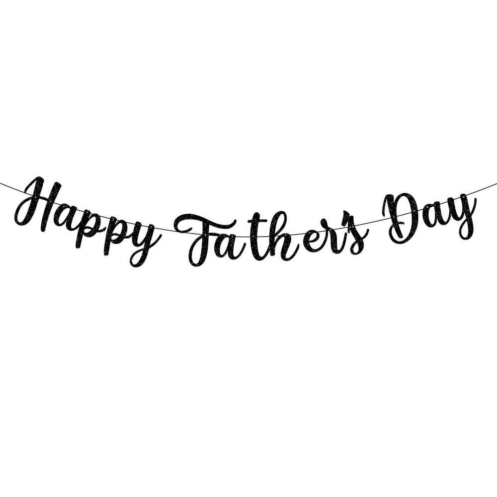 Happy Fathers Day Decorations Banner Black Glitter, Father’s Glitter