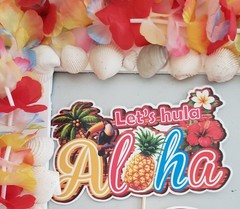 Hawaiian Luau Photo Booth Props & Handmade Foam Board Frame With Shells , Luau