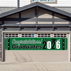 2026 Graduation Decorations Green and Black Graduation Banner Large Congratulati