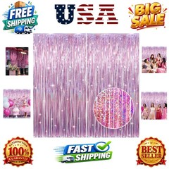 2 Pack 3.2 ft x 8.2 ft Metallic Tinsel Foil Fringe Curtains Party Photo Backd…