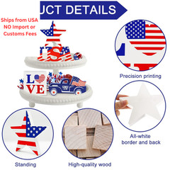 4th of July Decor Patriotic Decorations 6.29×2.48 inches, red, white, blue
