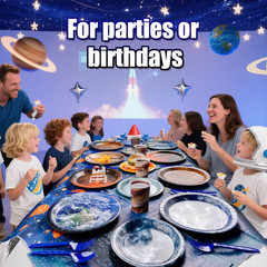 355Pcs Space Birthday Decorations for 50 Guests Party Supplies Include Paper Pla