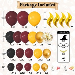 Ouddy Life 172pcs Wizard School Balloon Garland Arch Kit Burgundy Black Gold