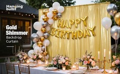 10x10FT Gold Sequin Backdrop Curtain for Party – 2 Panels 5x10FT Wrinkle-Shimmer