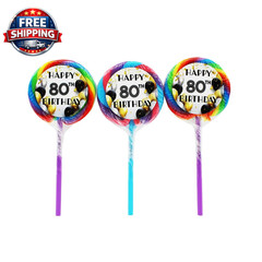 80Th Birthday Themed Lollipops 2 Inch – 3 Count – Happy Birthday Hard Candy – Pe