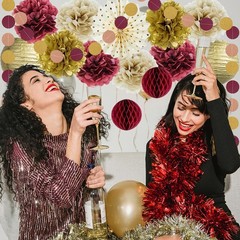 Maroon and Gold Graduation Decorations 2026 Burgundy Party Decorations Pom Po…