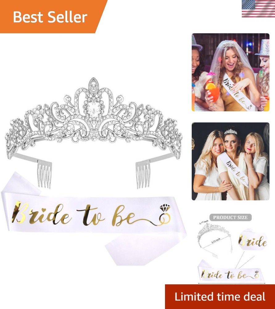 CEHER Bride Sash & Crystal Crown, Bachelorette Party Favors, Bridal Shower De…