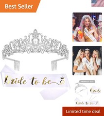 CEHER Bride Sash & Crystal Crown, Bachelorette Party Favors, Bridal Shower De…