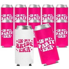 Bachelorette Set of 12 – 1 In My Bride Era and 11 In My Party Era Can Coolers