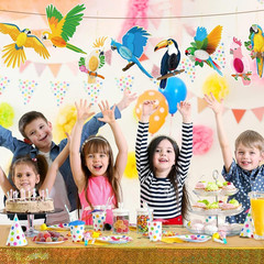 10Pcs Jungle Tropical Party Decorations Birds Honeycombs – Tropical Parrots Pape