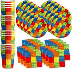 Durable Building Blocks Birthday Tableware for 16 – Fun for Every Celebration