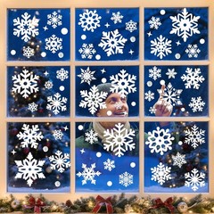 171 pcs Snowflake Window Clings 9 Sheets Christmas 11.81*7.87*0.08, White