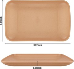 Wheat Straw Plates,4 Pack Rectangular Dinner Plates,Dinner L, multicolour