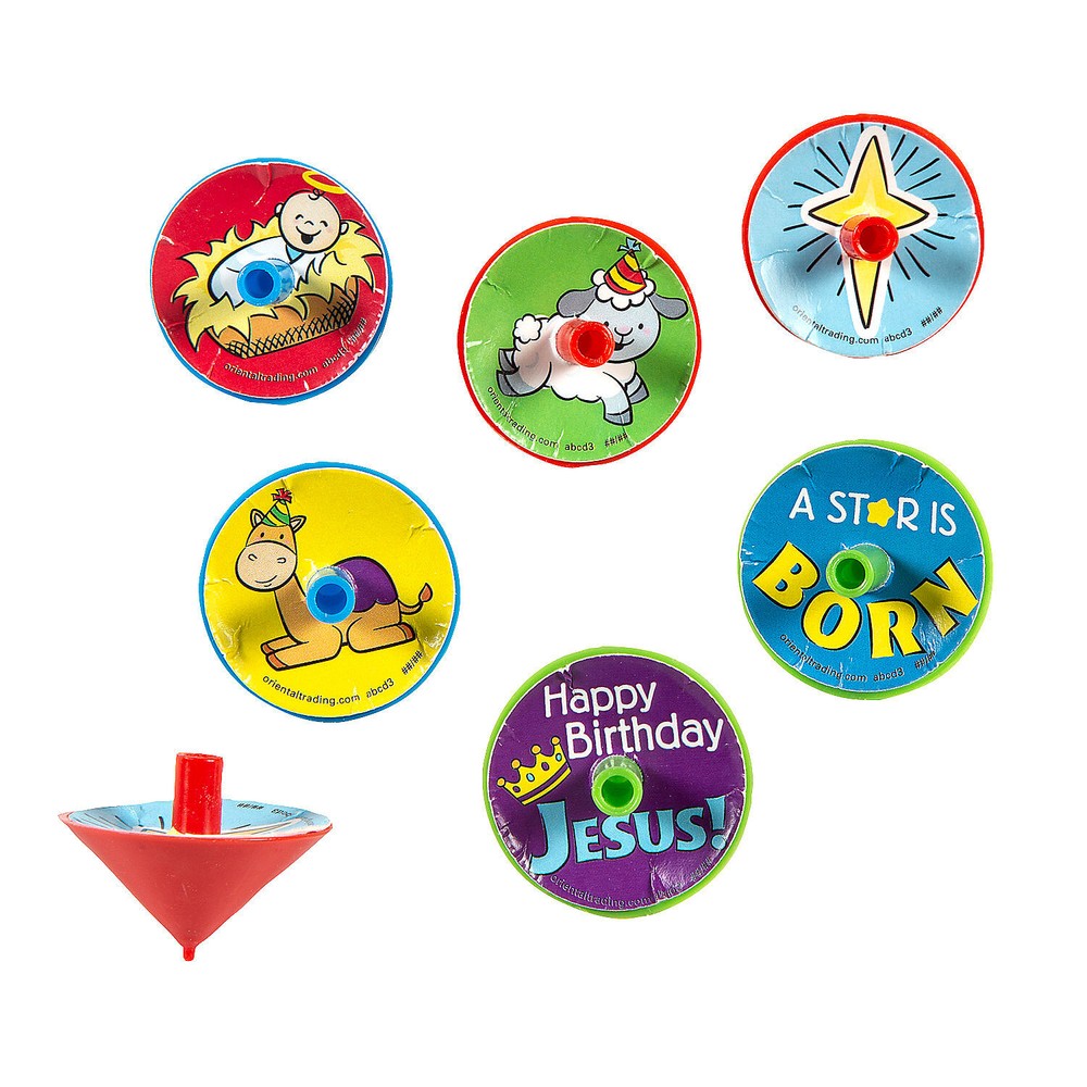 Fun Express Happy Birthday Jesus Spin Tops Bulk 144 Pc