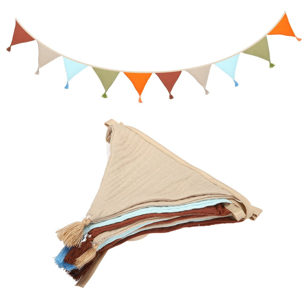 3.1m/10.2ft Fabric Pennant Banner, Pennant Banner Flags, Coffee/Blue