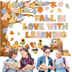 Fall Classroom Bulletin Board Decorations Autumn Animals Tree Leaves Cutouts