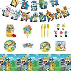 Pokémon tableware party set balloons kids birthday Supplies Plates Cups Pikachu