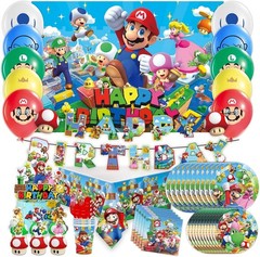 Super Mario 168pcs Party Decorations Set Kids Birthday Balloon Tableware Kit
