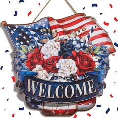 Red White and Blue 14” Outdoor Wreath – Perfect for Memorial Day & Veterans Day