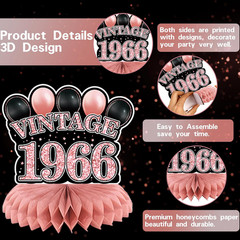 60Th Birthday Party Decorations for Women, Rose Gold Back in 1966 Banner, Rose G