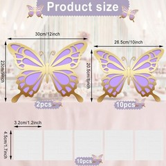 12 Pcs Large Butterfly Party Decoration Paper Butterfly Stickers in 2 Differe…