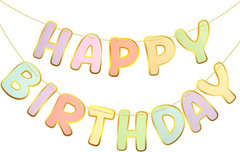 Macaron Happy Birthday Banner Pre-Strung Birthday Party Decorations No DIY Hangi