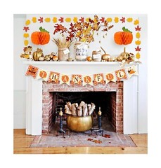 DAZONGE 40PCS Fall Thanksgiving Decor, Pre-Assembled Thanksgiving Banner & Ga…