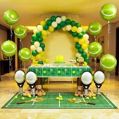 12 Pcs 4d Tennis Balloons Sets, 22in 4d Tennis Balloons & 25in Racket Balloon,
