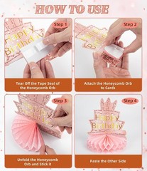 50th Birthday Celebration Set – 9 Rose Gold Pink Honeycomb Decorations for Women