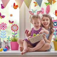 107PCS Spring, Summer & Fall/ Winter Window Clings – Spring Flowers, Butterfly &