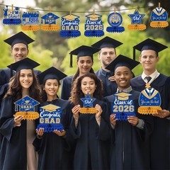 8 Pieces Class of 2026 Graduation Table Decorations 2026 Congrats Grad Honey…