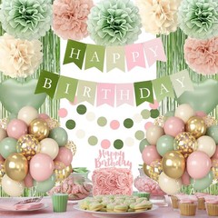 Pink and Green Decorations, Party Décor for , Happy Decorations with Banner F…