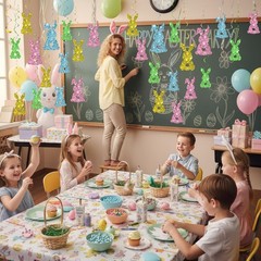 32 PCS Easter Bunny Glitter Hanging Swirl Ceiling Streamer Decor Set