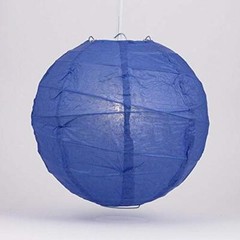 Quasimoon 16″ Dark Blue Round Paper Lantern, Crisscross Ribbing, Hanging Deco…