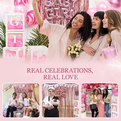 All-Inclusive Jumbo Baby Shower Decoration Set – Pink Theme & Marble Design