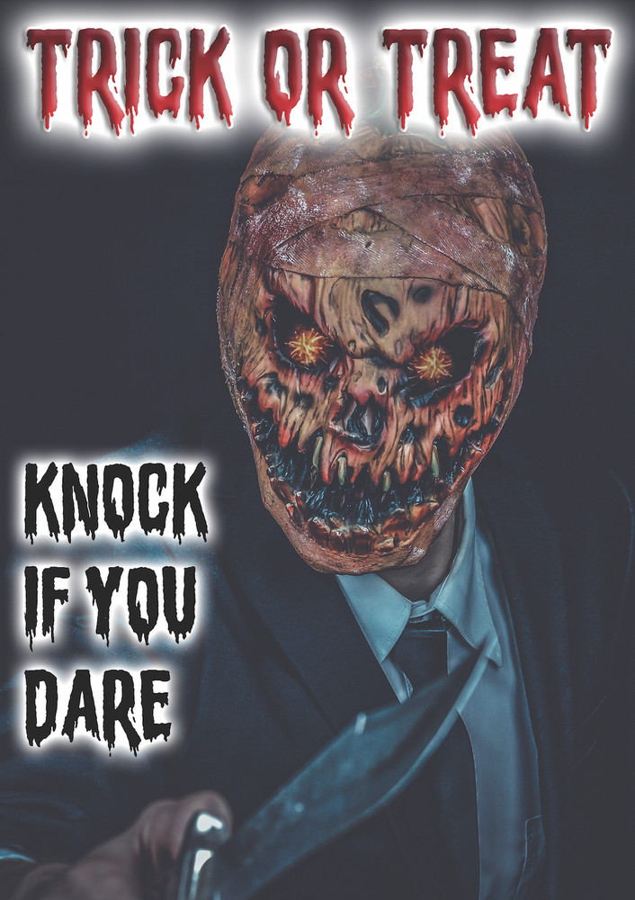 Halloween Scary Poster Trick or Treat Sign Notice Monster Decor Door Window