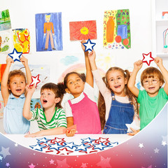 150 Pcs Red White and Blue Star Paper Cutouts 4 Inches Star Bulletin Board Decor