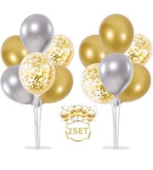 TONIFUL 2 Set Table Centerpiece Balloons Stand Kit Include 16 Silver Gold Lat…