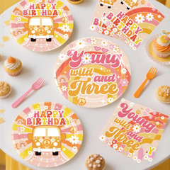 138pcs Young Wild and Three Party Decorations Tableware Set, Wild and Three Plat
