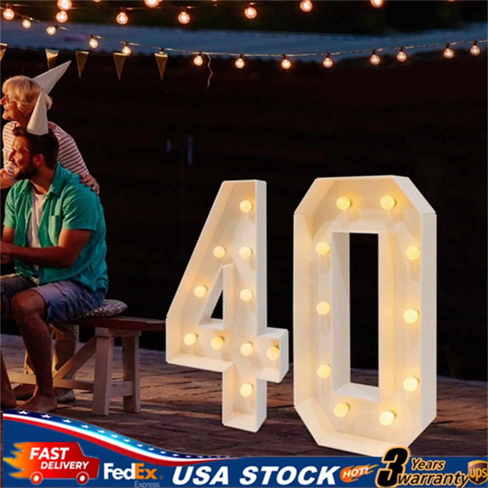 39″in H 40 Birthday Number Lights Marquee Light up Numbers 40th Birthday Decor