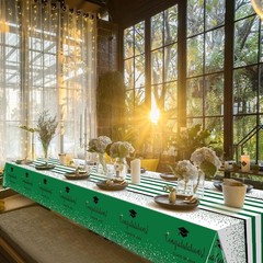 Modern Graduation Table Covers, 3 Pack Green & Black, Perfect for Parties 108×54