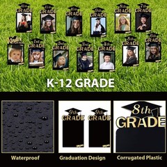 13 Pcs 2026 Graduation Decorations K-12 Photo Yard Signs with Stakes, Class of 2